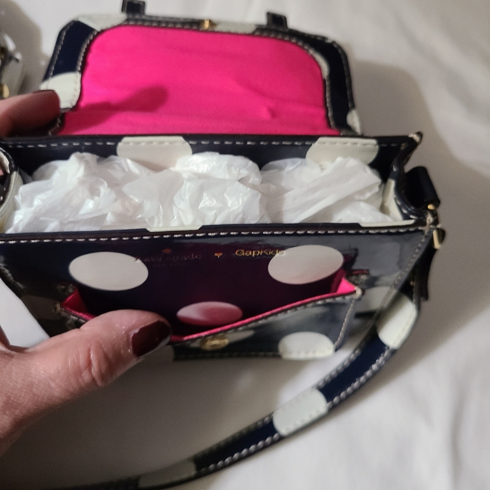 Kate Spade For Gap Kids Navy and White Polka Dot Crossbody Bag - Picture 11 of 14